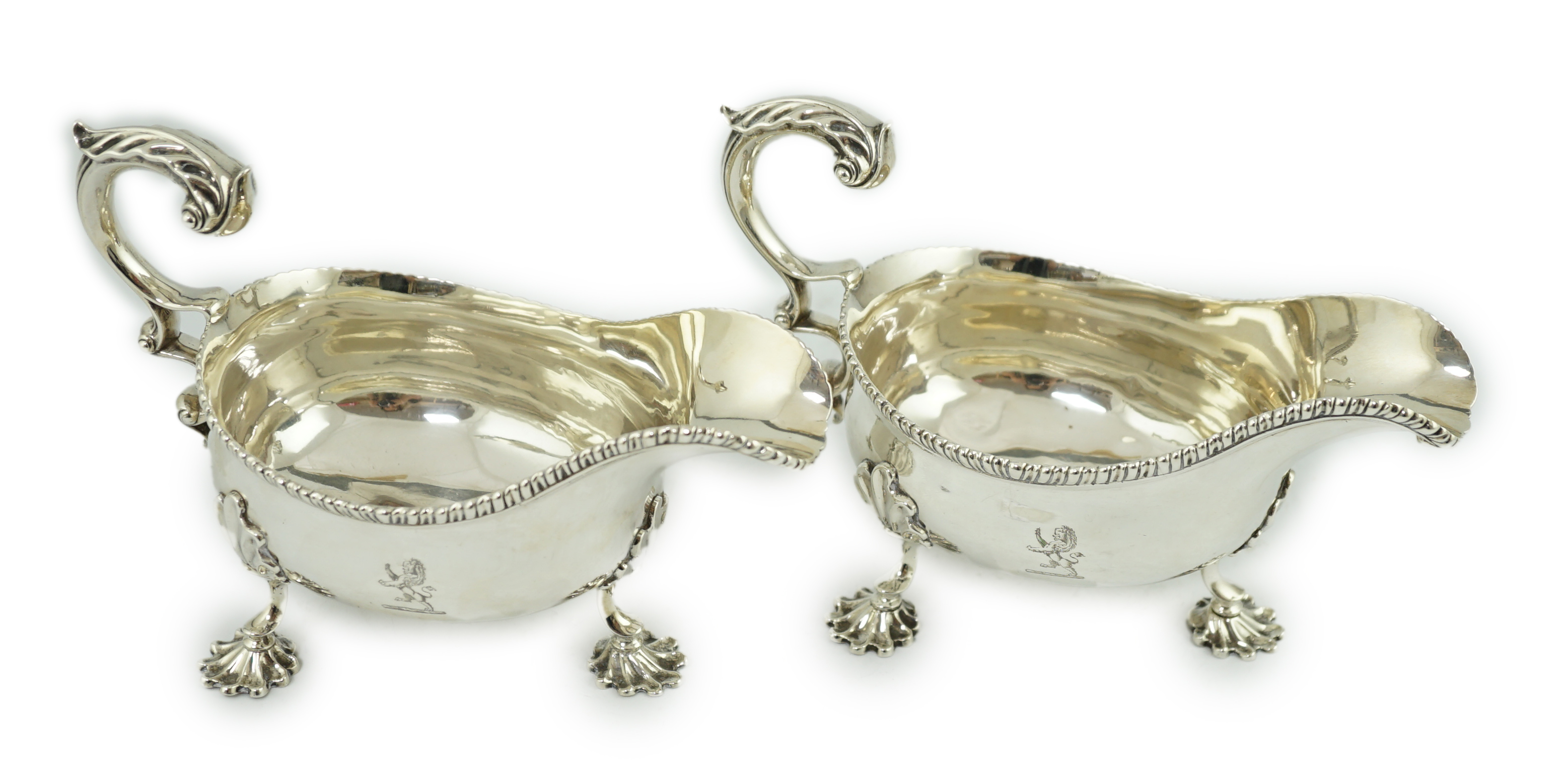 A pair of George III silver sauceboats, by Thomas Evans